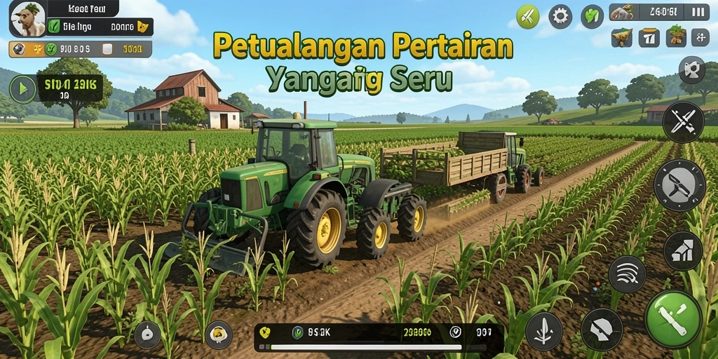 Tampilan gameplay seru dari 5ZK yang menampilkan pertanian penuh warna.