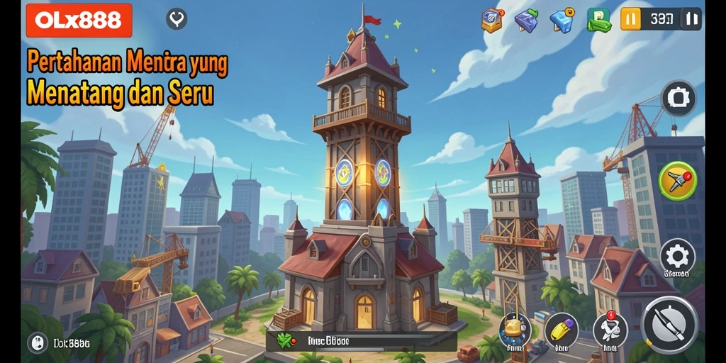 Tampilan gameplay menara pertahanan yang seru di OLX888.