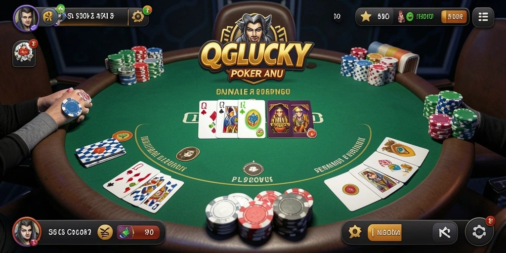 Screenshot gameplay QGLUCKY menampilkan momen seru di meja Poker.