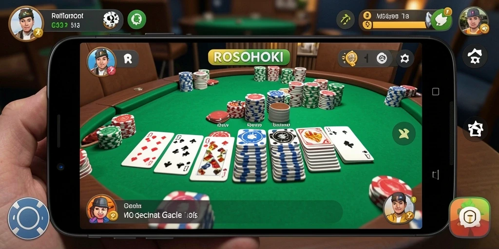 Tampilan seru gameplay ROSOHOKI yang penuh strategi Gaple.