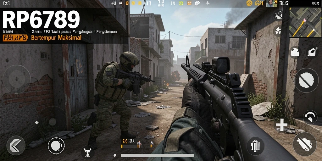 Tampilan gameplay yang intens dalam pertempuran FPS RP6789.