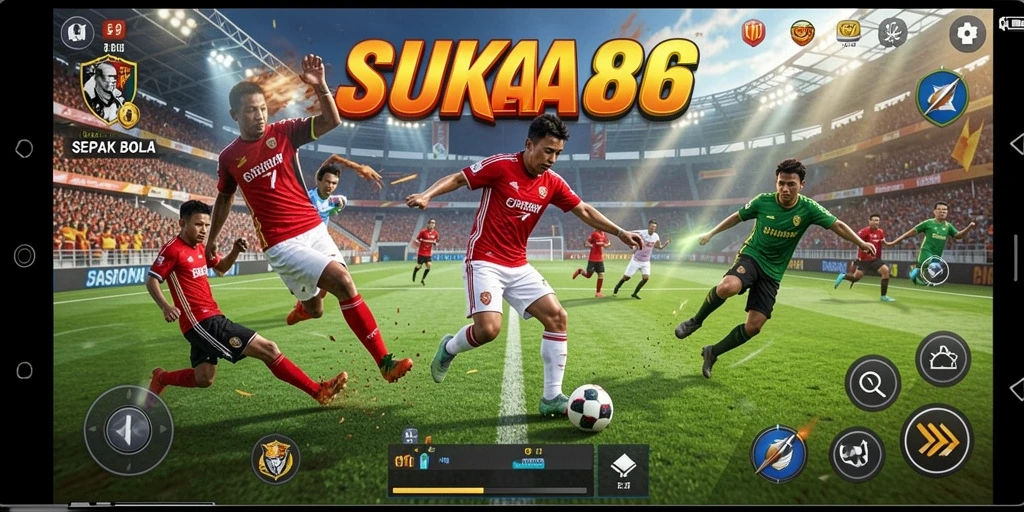 Tampilan gameplay <strong>SUKA86</strong> menampilkan aksi sepak bola yang mendebarkan dan grafis berkualitas tinggi.